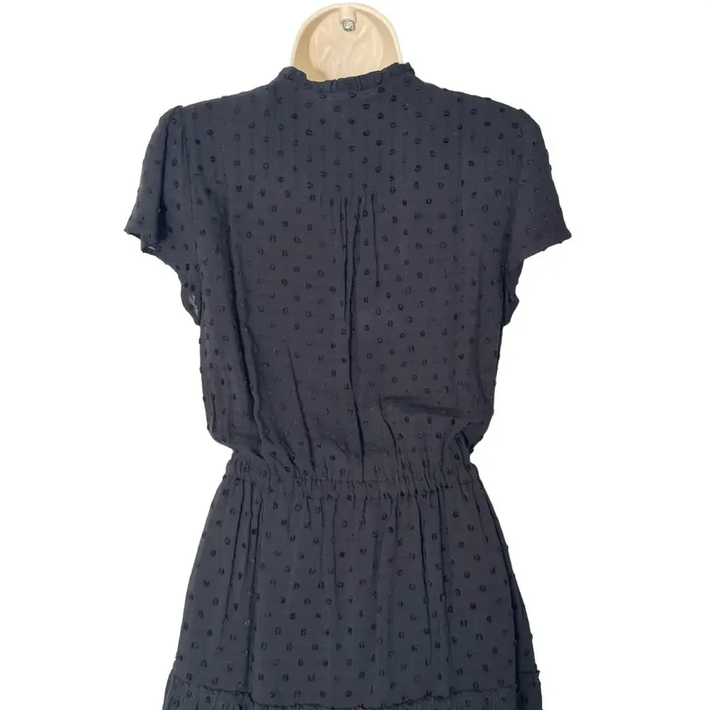 PAIGE Jannah Swiss Dot Mini Dress in‎ Black Size XS